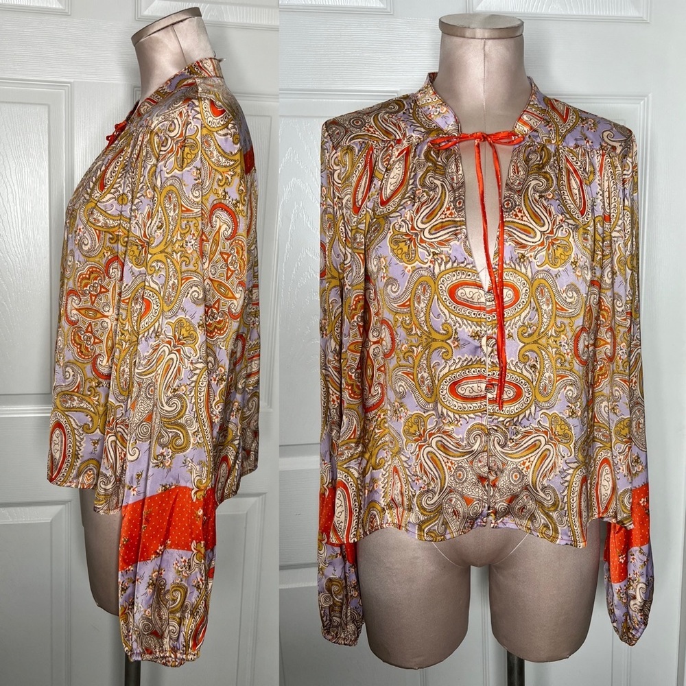 NWOT Free People Satin Pullover Top Sz L